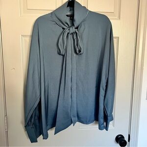 Banana Republic Slate Blue Women's Blouse with Tie Neck